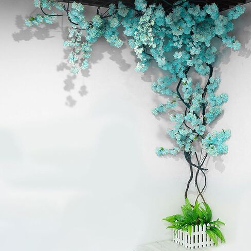 Artificial Cherry Blossom Trees - Fake Flower Background Walls with Simulated Peach Branch and Rattan Design - for Indoor Ceiling Air Conditioning Pipe Ornamental(white) in Saudi Arabia