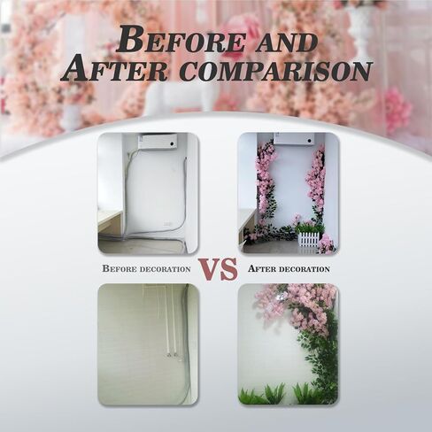 Artificial Cherry Blossom Trees - Fake Flower Background Walls with Simulated Peach Branch and Rattan Design - for Indoor Ceiling Air Conditioning Pipe Ornamental(white) in Saudi Arabia