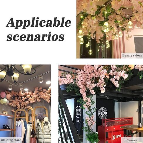 Artificial Cherry Blossom Trees - Fake Flower Background Walls with Simulated Peach Branch and Rattan Design - for Indoor Ceiling Air Conditioning Pipe Ornamental(white) in Saudi Arabia