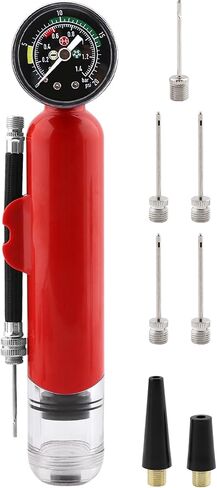 Ball Pump with Pressure Gauge, Dual Action Sports Ball Pump with 6 Needles & 2 Nozzles, Portable Hand Pump Air Inflation for Basketball Soccer Ball Football Volleyball and Others(red) in Saudi Arabia
