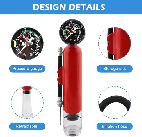 Ball Pump with Pressure Gauge, Dual Action Sports Ball Pump with 6 Needles & 2 Nozzles, Portable Hand Pump Air Inflation for Basketball Soccer Ball Football Volleyball and Others(red) in Saudi Arabia