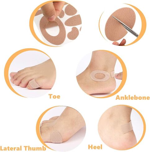 Moleskin Tape - Heel Stickers Blister Prevention Pads, First Aid Cushion for Feet Fabric Padding,11 Shapes (55 Pieces) in Saudi Arabia
