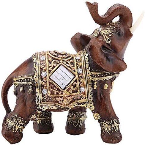 HEEPDD Lucky Wealth Elephant Statue, Lucky Feng Shui Wood Grain Elephant Statue Sculpture Wealth Figurine Gift Home Decoration Collection(L) in Saudi Arabia