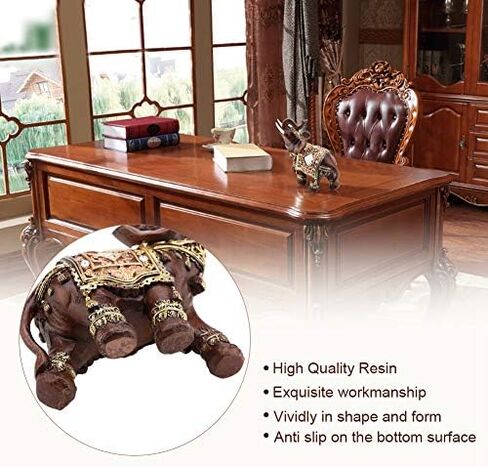 HEEPDD Lucky Wealth Elephant Statue, Lucky Feng Shui Wood Grain Elephant Statue Sculpture Wealth Figurine Gift Home Decoration Collection(L) in Saudi Arabia