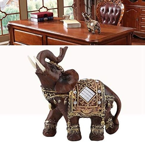 HEEPDD Lucky Wealth Elephant Statue, Lucky Feng Shui Wood Grain Elephant Statue Sculpture Wealth Figurine Gift Home Decoration Collection(L) in Saudi Arabia