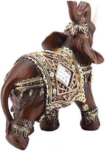 HEEPDD Lucky Wealth Elephant Statue, Lucky Feng Shui Wood Grain Elephant Statue Sculpture Wealth Figurine Gift Home Decoration Collection(L) in Saudi Arabia