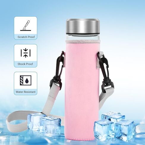 قطعتان من حقيبة زجاجات مياه الهيدروجين، غطاء زجاجة مياه معزول متوافق مع حقيبة زجاجات مياه الهيدروجين سعة 420 مل مع حزام كتف للمشي لمسافات طويلة (زجاجة مياه غير متضمنة) in Kuwait