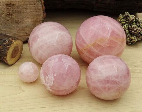 Reikiera Rose Quartz Stone Ball Natural Gemstone Sphere Reiki Crystal Healing with Ring Stand- Choose Size in Saudi Arabia