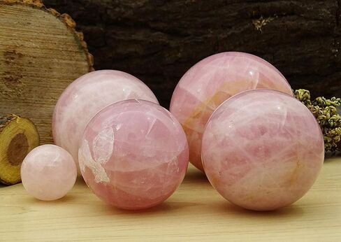 Reikiera Rose Quartz Stone Ball Natural Gemstone Sphere Reiki Crystal Healing with Ring Stand- Choose Size in Saudi Arabia