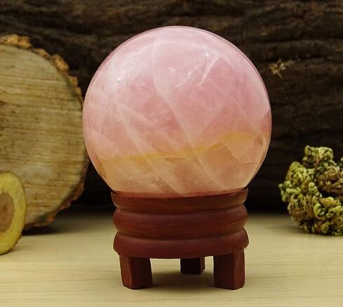 Reikiera Rose Quartz Stone Ball Natural Gemstone Sphere Reiki Crystal Healing with Ring Stand- Choose Size in Saudi Arabia