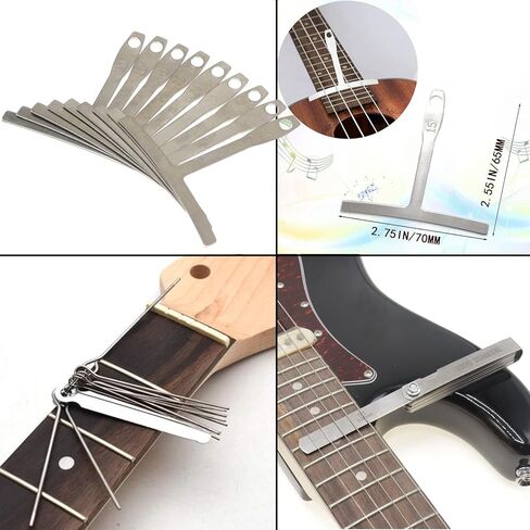 طقم أدوات إصلاح الجيتار 45 قطعة - أدوات إعداد وصيانة احترافية مع مسطرة عمل سلسلة، ملفات تاج الحنق - مجموعة أدوات الجيتار للكهرباء والصوت والجيتار الباس والقيثارة in Kuwait