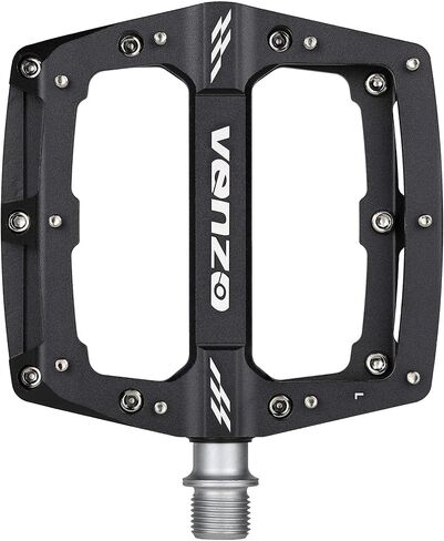 دواسات تحمل محكمة الغلق من الألومنيوم للدراجات الجبلية BMX MTB من VENZO - منصة دراجة كبيرة - 110 مم × 100 مم - دواسات 9/16 بوصة مع مسمار مضاد للانزلاق ومضاد للانزلاق in Kuwait