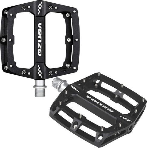 دواسات تحمل محكمة الغلق من الألومنيوم للدراجات الجبلية BMX MTB من VENZO - منصة دراجة كبيرة - 110 مم × 100 مم - دواسات 9/16 بوصة مع مسمار مضاد للانزلاق ومضاد للانزلاق in Kuwait