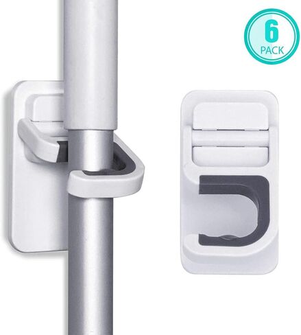 حامل المكنسة على الحائط، حامل المكنسة على الحائط ذاتي اللصق، حامل المكنسة على الحائط بدون حفر، ممسحة فائقة مضادة للانزلاق وحامل مكنسة للمنزل، المطبخ، الحديقة، تخزين المرآب 6 عبوات in Kuwait