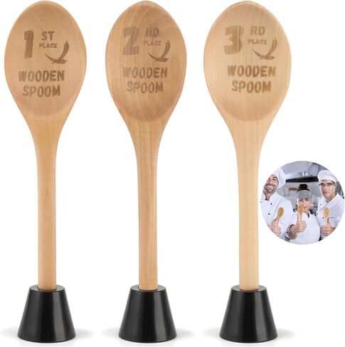 3PCS Chili Cook Off، جوائز ملعقة خشبية مقاس 8 بوصة، أواني طبخ خشبية منقوشة مخصصة، ملاعق خشبية منقوشة بالليزر لحفلة عرض Chili Cook Off in Saudi Arabia
