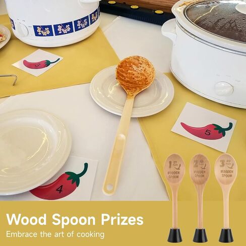 3PCS Chili Cook Off، جوائز ملعقة خشبية مقاس 8 بوصة، أواني طبخ خشبية منقوشة مخصصة، ملاعق خشبية منقوشة بالليزر لحفلة عرض Chili Cook Off in Saudi Arabia