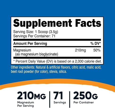 Nutricost Magnesium Bisglycinate Powder (Fruit Punch, 250 Grams) - Chelated Magnesium Supplement in Saudi Arabia