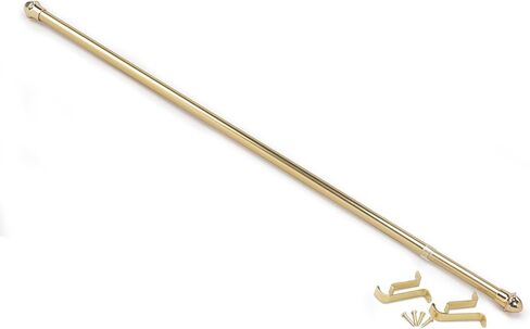 قضيب ستارة نافذة مزخرف من فانتازيا كافيه، عرض قابل للتعديل 48 بوصة - 86 بوصة، قطر 5/8 بوصة، عرض 2 بوصة - نحاس مع نهايات مطابقة - قضيب تلسكوبي سهل التركيب - الأقواس والأجهزة متضمنة in Kuwait