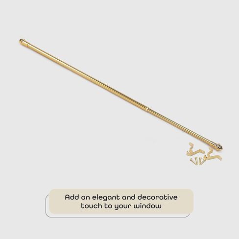 قضيب ستارة نافذة مزخرف من فانتازيا كافيه، عرض قابل للتعديل 48 بوصة - 86 بوصة، قطر 5/8 بوصة، عرض 2 بوصة - نحاس مع نهايات مطابقة - قضيب تلسكوبي سهل التركيب - الأقواس والأجهزة متضمنة in Kuwait
