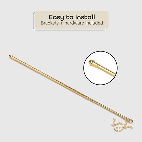 قضيب ستارة نافذة مزخرف من فانتازيا كافيه، عرض قابل للتعديل 48 بوصة - 86 بوصة، قطر 5/8 بوصة، عرض 2 بوصة - نحاس مع نهايات مطابقة - قضيب تلسكوبي سهل التركيب - الأقواس والأجهزة متضمنة in Kuwait