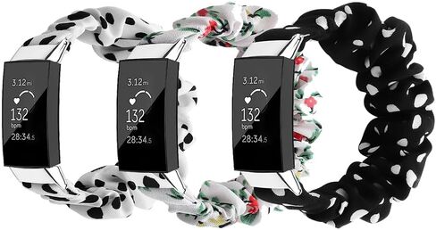 متوافق مع Fitbit Charge 4/3/3 SE Scrunchie لطيف مطبوع مطاطا سولو أربطة دائرية للنساء حزام سوار للشحن 4/3/3 SE للنساء in Saudi Arabia