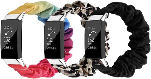 متوافق مع Fitbit Charge 4/3/3 SE Scrunchie لطيف مطبوع مطاطا سولو أربطة دائرية للنساء حزام سوار للشحن 4/3/3 SE للنساء in Saudi Arabia