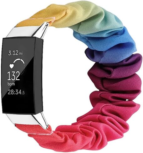 متوافق مع Fitbit Charge 4/3/3 SE Scrunchie لطيف مطبوع مطاطا سولو أربطة دائرية للنساء حزام سوار للشحن 4/3/3 SE للنساء in Saudi Arabia