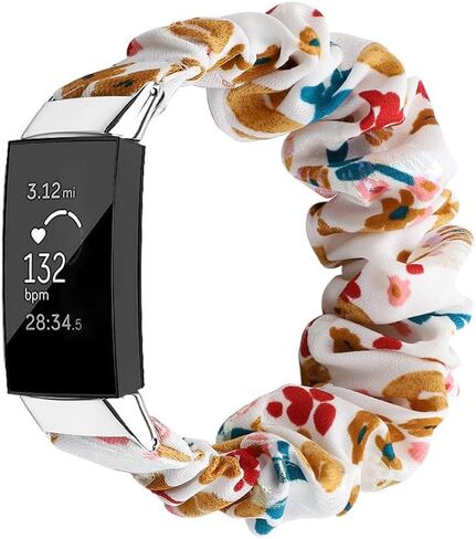 متوافق مع Fitbit Charge 4/3/3 SE Scrunchie لطيف مطبوع مطاطا سولو أربطة دائرية للنساء حزام سوار للشحن 4/3/3 SE للنساء in Saudi Arabia