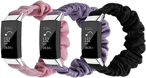 متوافق مع Fitbit Charge 4/3/3 SE Scrunchie لطيف مطبوع مطاطا سولو أربطة دائرية للنساء حزام سوار للشحن 4/3/3 SE للنساء in Saudi Arabia