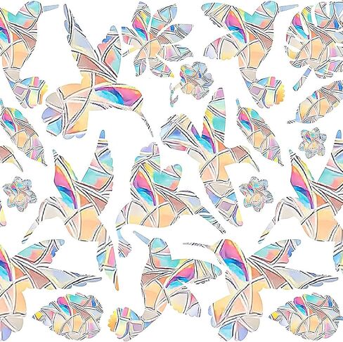 30PCS Birds Rainbow Window Decals to Prevent Bird Strikes, Reusable Bird Window Strike Prevention to Stop Birds from Hitting Windows, Sun-Catchers Sticker Bird Anti-Collision Window Stickers in Saudi Arabia