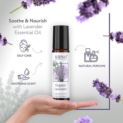 HBNO Organic Helichrysum Italicum Essential Oil Roll-On - 1/3 oz (10 ml) Travel Size - USDA Certified Organic Lavender and Mct Oils - Perfect for Traveling, Aromatherapy, Massage, perfumes, in Saudi Arabia