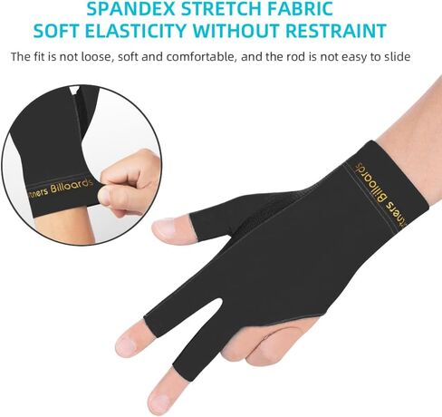 Scott Edward Billiard Gloves 4pcs Open Fingers Billiards Glove 3 Fingers Shooters Snooker Pool Cue Gloves Spandex Lycra for Left Hand, Sizes for Men Women Black/Grey/Red/Blue in Saudi Arabia