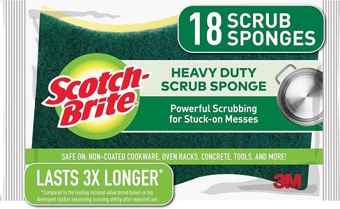 Scotch-Brite Heavy Duty Scrub Sponges, Sponges for Cleaning Kitchen and Household, Heavy Duty Sponges Safe for Non-Coated Cookware, 9 Scrubbing Sponges in Kuwait