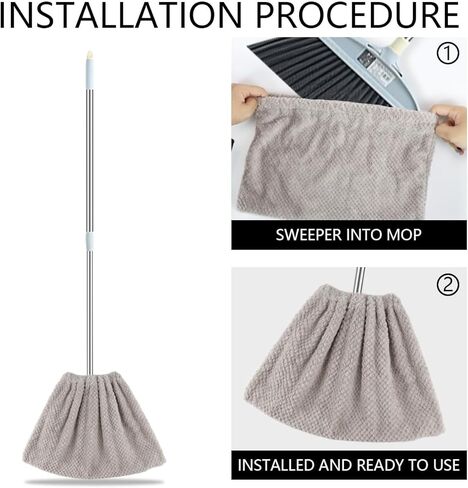 3 قطع من أغطية المكنسة الكسولة، قابلة لإعادة الاستخدام، غطاء تنظيف بشعيرات ناعمة الكل في واحد، سهل العناية بغطاء رأس المكنسة الماص للغبار من القماش لمكتب المطبخ المنزلي in Kuwait