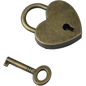 FDXGYH 1 Pcs Vintage Mini Heart Padlock Lock Antique Style Small Key Lock Bronze Heart Padlocks with Key for Treasure Chest Notebook Wood Box
