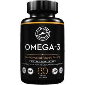 مكمل زيت السمك أوميغا 3 من Stellar Labs - 60 قيراط معتمد من LowFODMAP