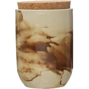 Creative Co-Op Stoneware Cork Lid, Reactive Glaze Jar, 5" L x 5" W x 7" H, Multicolor