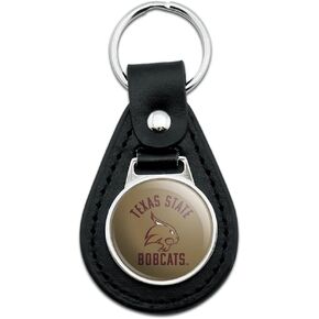 GRAPHICS & MORE Black Leather Texas State Bobcats Keychain