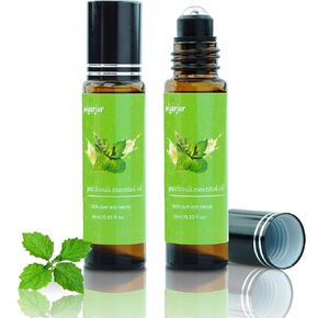 2 Pcs Patchouli Essential Oil Blend Oils Roll On Organic Essential Oils Fragrance Oil for Skin - Natural Lemon Rosemary Myrrh Geranium Essential Oil Natural Perfume, Premium Roll On Essential Oil 10ml