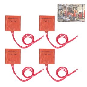 4Pcs Silicone Heating Pad 12V 7.5W, 50x50mm 120-150°C Temperature Range Quick Heating Flexible Heater Mat Silicone Heater Mat for Industrial Equipment Pipes