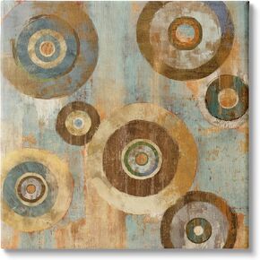 Stupell Industries Geometric Circles Layered Abstract Painting Industrial Rust Tones Canvas Wall Art, 30 x 30, Yellow