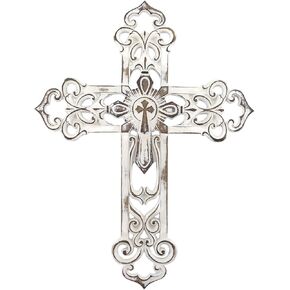 Comfy Hour Faith and Hope Collection Vintage Handmade Classic Hollow Out Wall Cross, Antique Style (Silver)