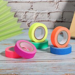 AYNEFY Fluorescent Cloth Tape, 6 Neon Colors Waterproof Multifunctional Night Luminous Matt High Viscosity Warning Decoration Tape for Color Coding Labels Floor Marking Stage