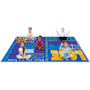 Booooom Jackson Classroom Rug Colorful Seating Classroom Carpet Elementary, Preshool Rug for School, Colorful Class Rug Classroom Area Rug Educational Rug (7'7''x13', BC010-DonutsBlack-Lite)