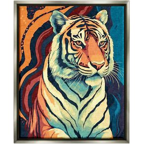 Stupell Industries Wild Tiger Painting Framed Floater Canvas Wall Art by Ziwei Li