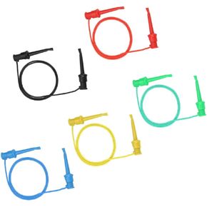 Test Hook Clip, SMD IC Multimeter Electrical Test Dual Silicone Test Clip Hook Red Green Blue Yellow Black 5 Pcs