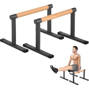 Wooden Parallel Bar and Dip Bar with Thick Beech Handles, Push-up Bar, Rock-Free Fitness Equipment for Handstand, L-Sit, Gymnastics, Strength Training Home Gym,500lbs