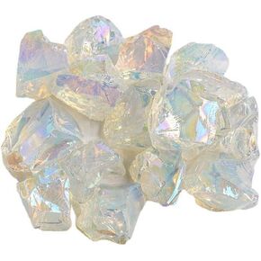 Bulk Electroplate Raw Opalite Rocks Rough Opal Crystal Stone for Collection, Decoration, Tumbling, Polishing, Wicca, Reiki Healing Crystals Natural Stones 200 Grams (Electroplate Opalite)