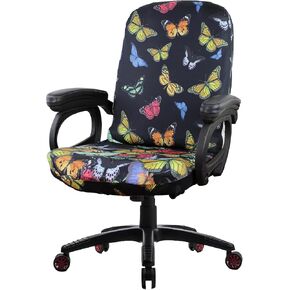leopard Print Computer office chair covers stretchable Soft Fit Universal Desk Rotating Slipcovers, Removable Washable Chair Protector Cover with Zipper
