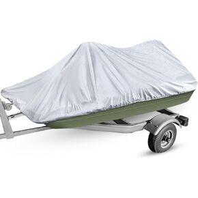 900D Waterproof Pond Boat Cover Fits 8'-10'L Pond Prowler Bass Raider Boat and Bass Fishing Boat, Heavy Duty Marine Grade Canvas, Black